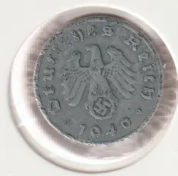 RARE WWII GERMAN PFENNIG WAR 1940-E WW2 GERMANY 1 REICHSPFENNIG COLLECTION COIN