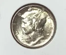 1944 US MERCURY SILVER DIME! WORLD WAR 2! CHOICE UNCIRCULATED DETAILS! OLD COIN!