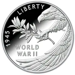 END OF WORLD WAR 2 75TH ANNIVERSARY AMERICAN EAGLE SILVER MEDAL