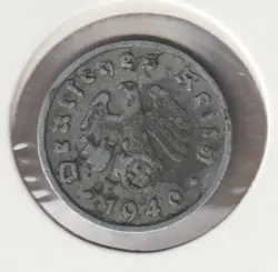 RARE WWII GERMAN PFENNIG WAR 1940-F WW2 GERMANY 1 REICHSPFENNIG COLLECTION COIN
