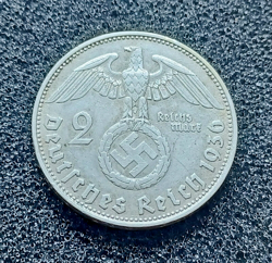SILVER COIN WW2 GERMANY 1936 D RARE THIRD REICH 2 REICHSMARK,