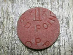 OFF CENTER - ERROR - RED POINT OPA TOKEN Y X, WORLD WAR 2 RATION. SEE PICS!