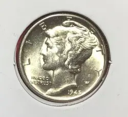 1945 US MERCURY SILVER DIME! WORLD WAR 2! CHOICE UNCIRCULATED! OLD US COIN!