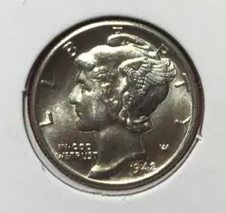 1942D US MERCURY SILVER DIME! WORLD WAR 2! CHOICE UNCIRCULATED! OLD US COIN!