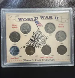 WORLD WAR 2 OBSOLETE COIN COLLECTION NICKEL STEEL CENT WHEAT CENT COINS