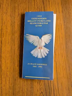 1995 DOVE WWII SECOND WORLD WAR 2 TWO POUND COIN IN BU ROYAL MINT PACK