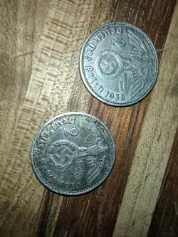 1938, 1939 GERMANY SILVER 2 REICHSMARK SWASTIKA WW2 GENUINE SILVER COINS