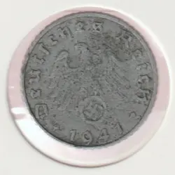 RARE WWII GERMAN PFENNIG WAR 1941-B WW2 GERMANY 5 REICHSPFENNIG COLLECTION COIN
