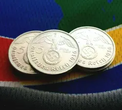 GERMANY 1936 G WW2  5 MARK GERMAN SILVER COIN  THIRD REICH  REICHSMARK