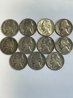 WORLD WAR 2 II SILVER WAR NICKEL COMPLETE SET OF 11 35% SILVER COINS