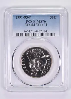 MS70 1991-1995-P WORLD WAR 2 COMMEMORATIVE HALF DOLLAR PCGS BLUE LABEL *3417