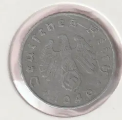 RARE WWII GERMAN PFENNIG WAR 1940-E WW2 GERMANY 5 REICHSPFENNIG COLLECTION COIN
