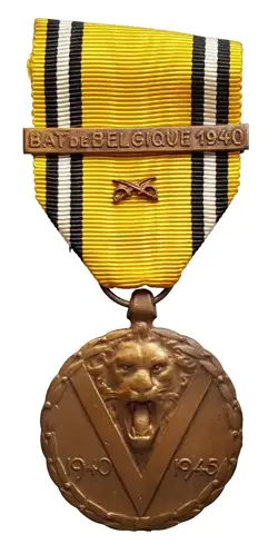 LOW START! WW2 VICTORY COMMEMORATIVE MILITARY MEDAL SWORDS BAT DE BELGIQUE  1940