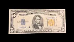 1934-A NORTH AFRICA EMERGENCY ISSUE $5 FEDERAL RESERVE NOTE * WWII * WORLD WAR 2