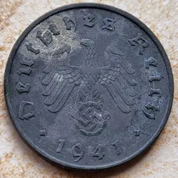 ? NAZI THIRD REICH - GERMAN WW2 10 PFENNIG, 1941. WWII COIN!