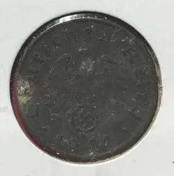 1942A GERMANY THIRD REICH SWASTIKA WORLD WAR 2! SWASTIKA! 5 PFENNIG!