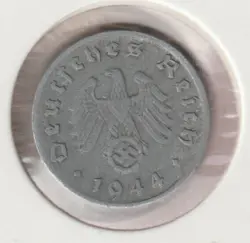 RARE WWII GERMAN PFENNIG WAR 1944-D WW2 GERMANY 1 REICHSPFENNIG COLLECTION COIN