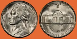 1945 S JEFFERSON NICKEL ~ BU UNCIRCULATED ~ 35% SILVER 5C US COIN ~ WORLD WAR 2