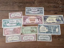 11 X JOB LOT JAPAN WW2 OCCUPATION BANKNOTES. JAPANESE WORLD WAR ASIA