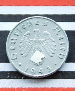 GERMAN COIN 5 REICHSPFENNIG 1943 B ZINC SWASTIKA 3RD WW2 + VERY RARE PFENNIG RPF