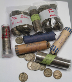 450 CT ($22.50 FACE) 35% SILVER WW2 NICKELS. 1942-45- P/D/S. 25.3 TROY OZ TOTAL