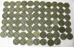 SEVENTY-THREE SILVER WARTIME WW2 JEFFERSON EMERGENCY NICKELS 5C