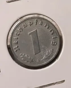 1943 F 1 REICHSPFENNIG PENNY ~ GERMANY ~ ?  HEAVILY CIRCULATED WITH FLAWS ? WW2
