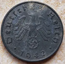 ? NAZI THIRD REICH - GERMAN WW2 10 PFENNIG, 1942. WWII COIN!