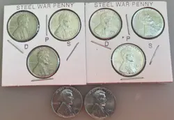4 UNCIRCULATED WORLD WAR 2 1943 LINCOLN HEAD CENTS STEEL 2 1943-D 2 1043-S UNC!!