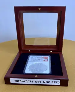 2020 W END OF WORLD WAR 2 WW2 V75 PRIVY SILVER EAGLE  NGC PF 70