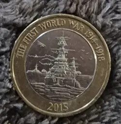 2015 HMS BELFAST FIRST WORLD WAR 2 COIN, CIRCULATED CONDITION, TWO POUND, GB,
