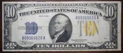 1934-A $10 SILVER CERTIFICATE VF+ VERY FINE NORTH AFRICA EMERGENCY ISSUE WW2 P22