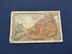 1943 FRANCE 20 FRANCS BANK NOTE WW2