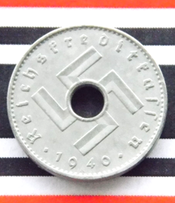 GERMAN 10 PFENNIG 1940 A REICHSKREDITKASSEN MILITARY SWASTIKA COIN 3RD WW2 +RARE
