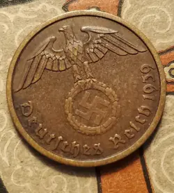 GERMANY 1939 A 2  REICHSPFENNIG   COIN 3RD REICH WW2 PFENNIG RP