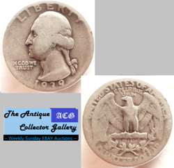 1939 US PHILADELPHIA MINT SILVER WASHINGTON QUARTER - PRE WORLD WAR 2