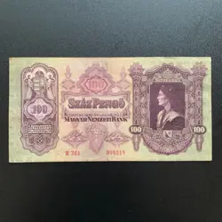 RARE HUNGARY 100 PENGO BANKNOTE 1930 HUNGARIAN CURRENCY WW2 WWII PAPER MONEY
