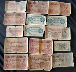 15 RARE OLD WWI WW2 WWII GERMANY MARK REICHSMAK NOTE EAGLE GERMAN COLLECTION LOT