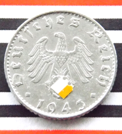 GERMAN COIN 50 REICHSPFENNIG 1943 B ALU SWASTIKA THIRD REICH WW2 +RARE+ PFENNIG