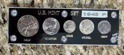 1943 -P WW2 US MINT SET SILVER GEM COIN IN CAPITAL HOLDER. WAR SET!