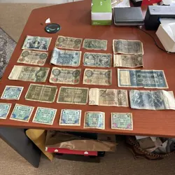 VINTAGE LOT OF 23 GERMAN MARKS BANKNOTES PAPER CURRENCY 1907-1944 WW1 WW2