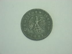 1941-F  GERMANY 10 REICHSPFENNIG COIN - WW2 NAZI ERA