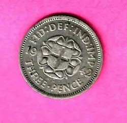 1942 SCARCE KEY DATE WW2 GEORGE VI GREAT BRITAIN 0.5 SILVER 3D IN VF (REF C6)