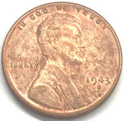 1943 D COPPER ZINC PLATED LINCOLN MEMORIAL WW2 WHEAT CENT MAGNETIC PENNY COIN