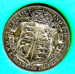 1923 GEORGE V BRITISH SILVER HALF CROWN 2/6D IN BETTER GOOD FINE - WW1/WW2 ERA