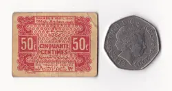 MOROCCO, 50 CENTIMES BANKNOTE, 1944/ WW2 PROTECTORATE - CIRCULATED/ REASONABLE