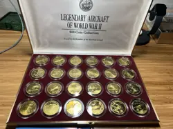LEGENDARY AIRCRAFT OF WW2 $10 COIN COLLECTION  (24 COINS, BOOK, CERT AND CASE)
