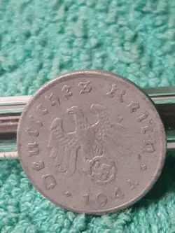 1944  WW2  1 REICHSPFENNIG~ GERMANY, HEAVILY CIRCULATED , SEE PHOTOS!!