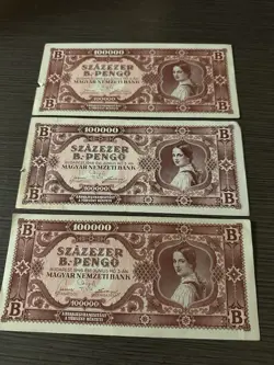 3 SZAZMILLIO B.-PENGO LOT HUNGARY WW2 PENGO COLLECTION BANKNOTES WWII 1946 P133