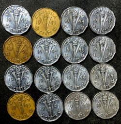 OLD CANADA COIN LOT - WW2 VICTORY NICKELS - 16 EXCELLENT COINS - LOT #A24